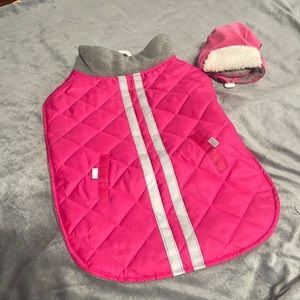 Pink Quilted Dog Coat with Hat